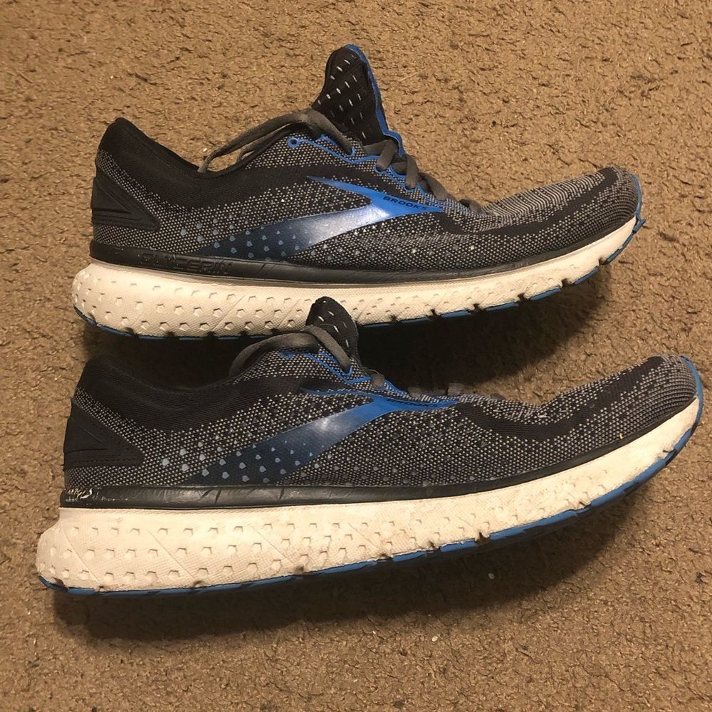 Mens Brooks Glycerin‎ 18 Size 11.5 D Gray Blue Running Shoes Sneakers